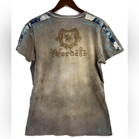Verdette Premium Collection Cotton T Shirt with Yarn Denim Features Size Medium - Picture 6 of 14
